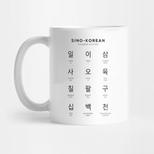 Sino Korean Number Chart, Hangul Language Chart, White Mug